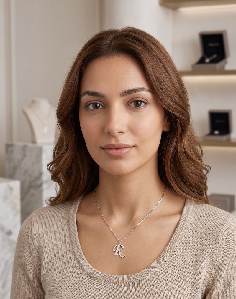 Kannan Jewels 925 Sterling Silver English Letter Pendant – R – Initial Necklace Charm - Image 2