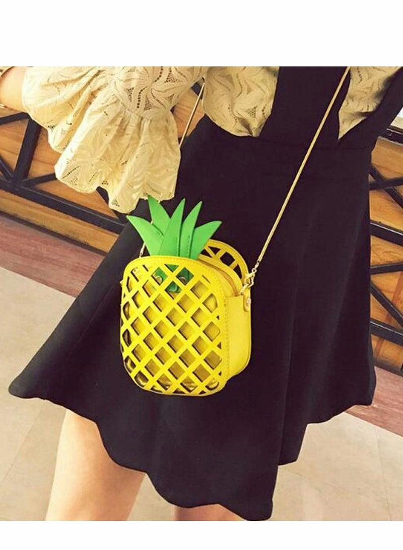Excefore حقيبة أناناس نسائية، حقيبة كتف صفراء صيفية للفتيات، حقيبة يد كلاتش من الجلد الصناعي - Image 4
