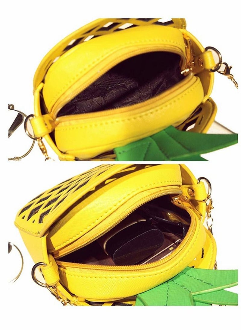 Excefore حقيبة أناناس نسائية، حقيبة كتف صفراء صيفية للفتيات، حقيبة يد كلاتش من الجلد الصناعي - Image 2