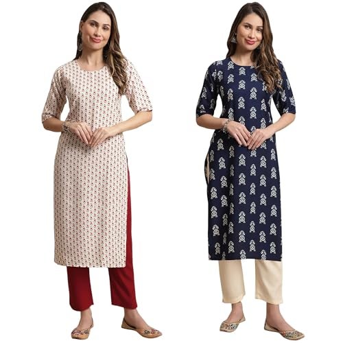 Tee Projekt Crepe Printed Kurta & Pant Set for Women Ethnic Wear Casual Wear Kurta Set - Image 1