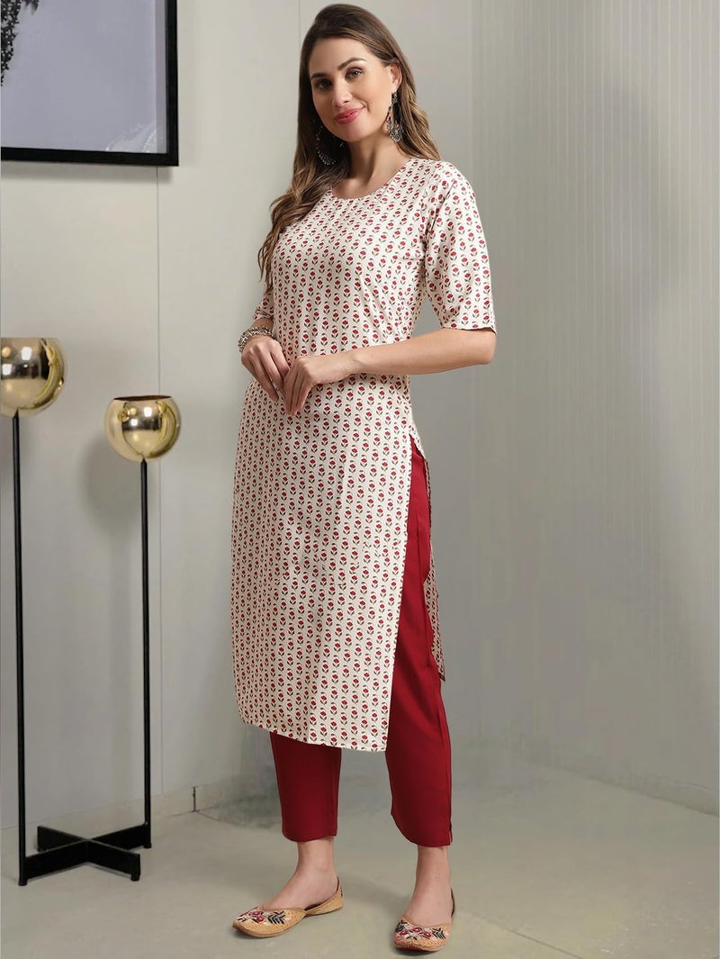 Tee Projekt Crepe Printed Kurta & Pant Set for Women Ethnic Wear Casual Wear Kurta Set - Image 3