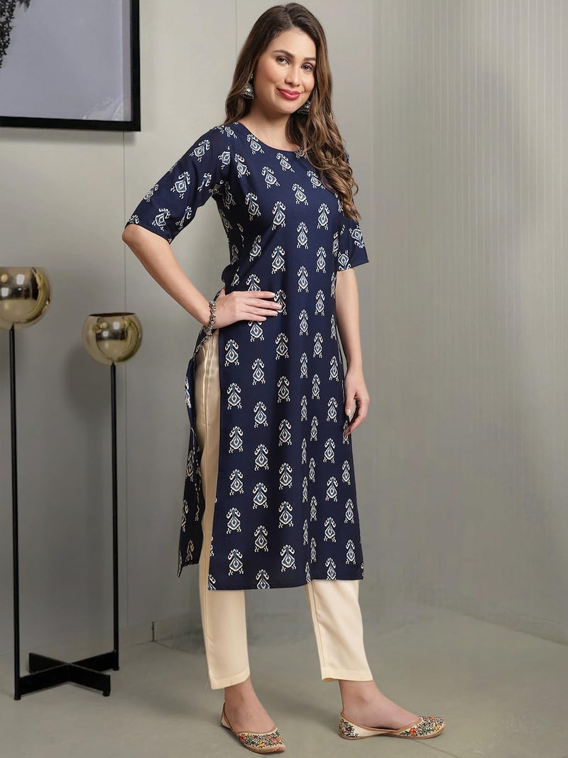 Tee Projekt Crepe Printed Kurta & Pant Set for Women Ethnic Wear Casual Wear Kurta Set - Image 5
