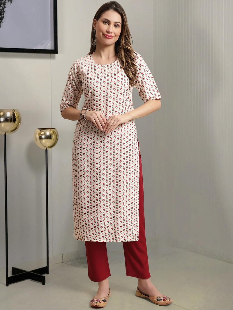 Tee Projekt Crepe Printed Kurta & Pant Set for Women Ethnic Wear Casual Wear Kurta Set - Image 2