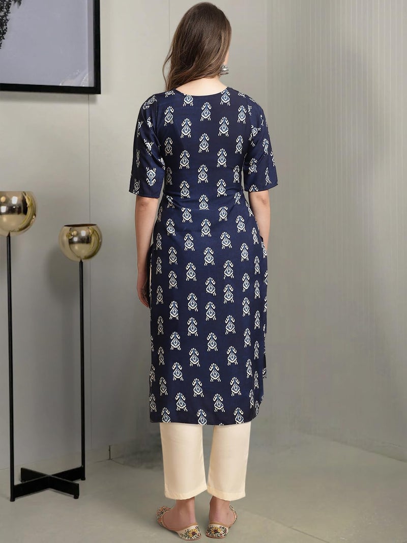 Tee Projekt Crepe Printed Kurta & Pant Set for Women Ethnic Wear Casual Wear Kurta Set - Image 4