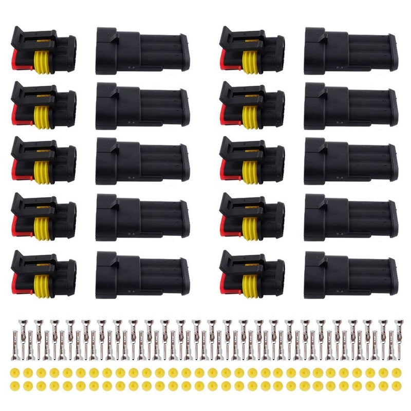 MUYI 10 Kit 3 Pin Way Waterproof Electrical Connector 15mm Series Terminals Water Resistend - Image 3