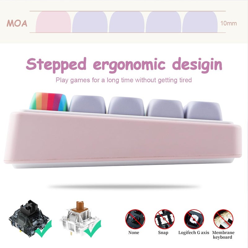 Tsungup MOA Profile Keycaps,131 Keys Gray Rainbow Candy Custom Keycaps,PBT Cute Dye Sub Key Caps Keyboard Keycap Set for MX Switches Mechanical - Image 5