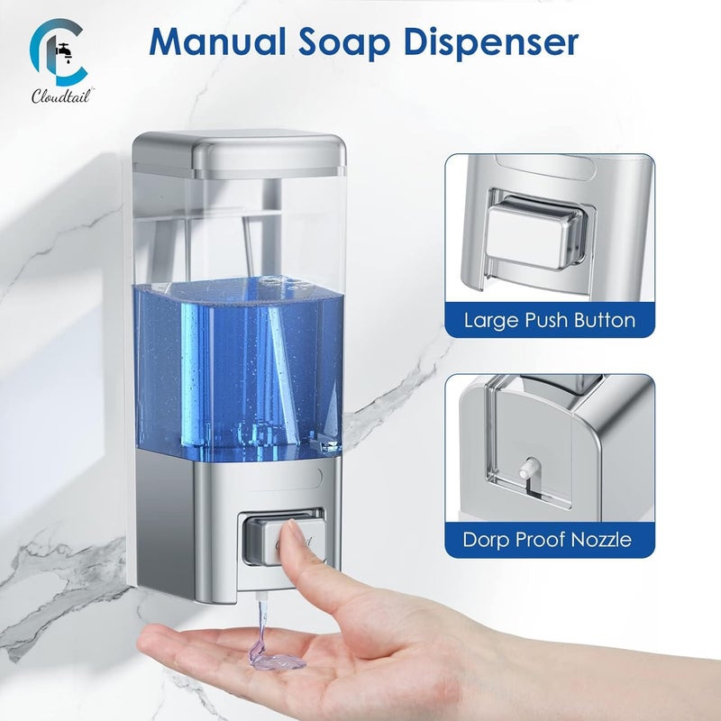Cloudtail Cloudtail Push ButtonSoapConditionerShampooSanitizerGelFoamLiquidLotionHandwashDispenserWallmountedIdeal For KitchenBathroomWash BasinMaterialAbsCapacity500MlColorSilverSet Of 1  - Image 5