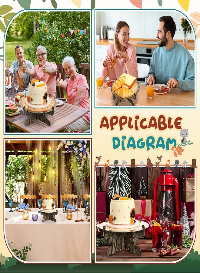 Pickmesh 3 Pcs Woodland Cupcake Stand Wooden Cupcake Stand Decoration Multisize Western Party Cake Holder Camping Cake Holder for Woodland Decoration Forest Safari Birthday Party Supplies - Image 5