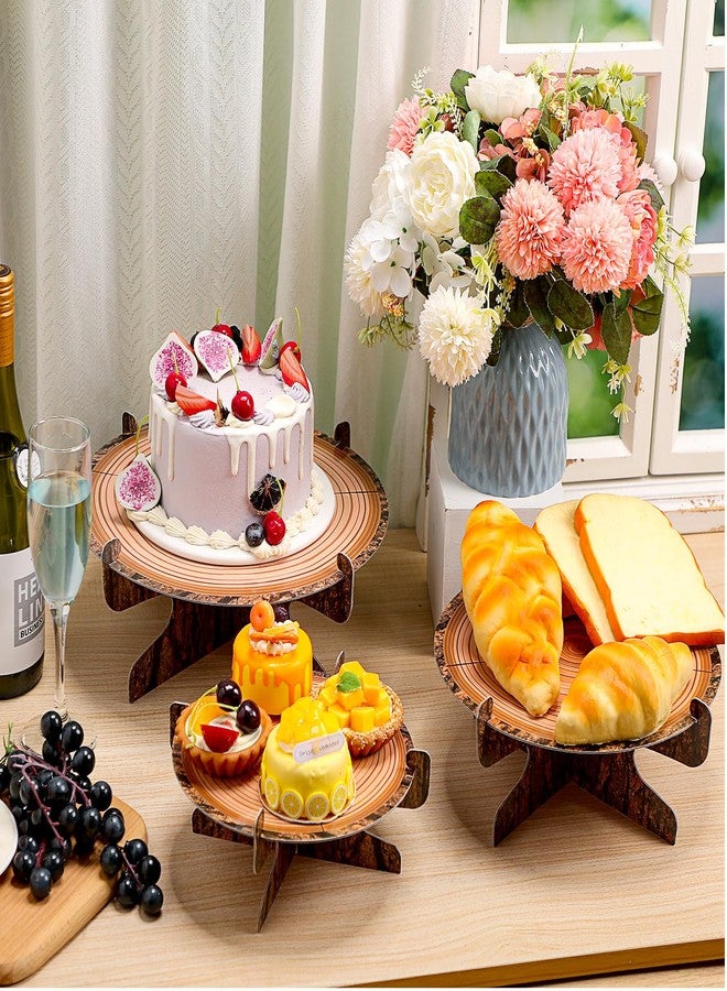 Pickmesh 3 Pcs Woodland Cupcake Stand Wooden Cupcake Stand Decoration Multisize Western Party Cake Holder Camping Cake Holder for Woodland Decoration Forest Safari Birthday Party Supplies - Image 3