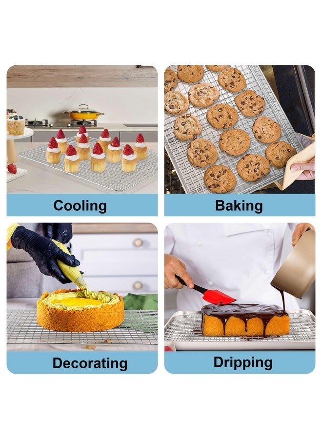 TeamFar Cookies Sheet with Rack, 16 x 12 x 1 Inch Stainless Steel Baking Sheet Tray Pans with Grid Wire Racks for Cooling Baking Roasting, Non-Toxic & Heavy Duty, Dishwasher Safe, 2 Pans + Racks - Image 5
