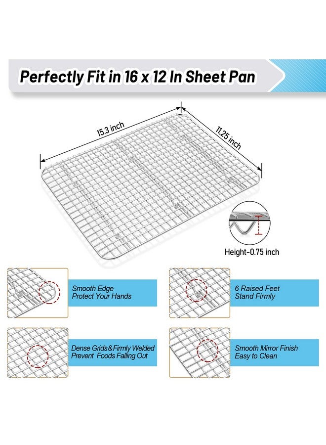 TeamFar Cookies Sheet with Rack, 16 x 12 x 1 Inch Stainless Steel Baking Sheet Tray Pans with Grid Wire Racks for Cooling Baking Roasting, Non-Toxic & Heavy Duty, Dishwasher Safe, 2 Pans + Racks - Image 4