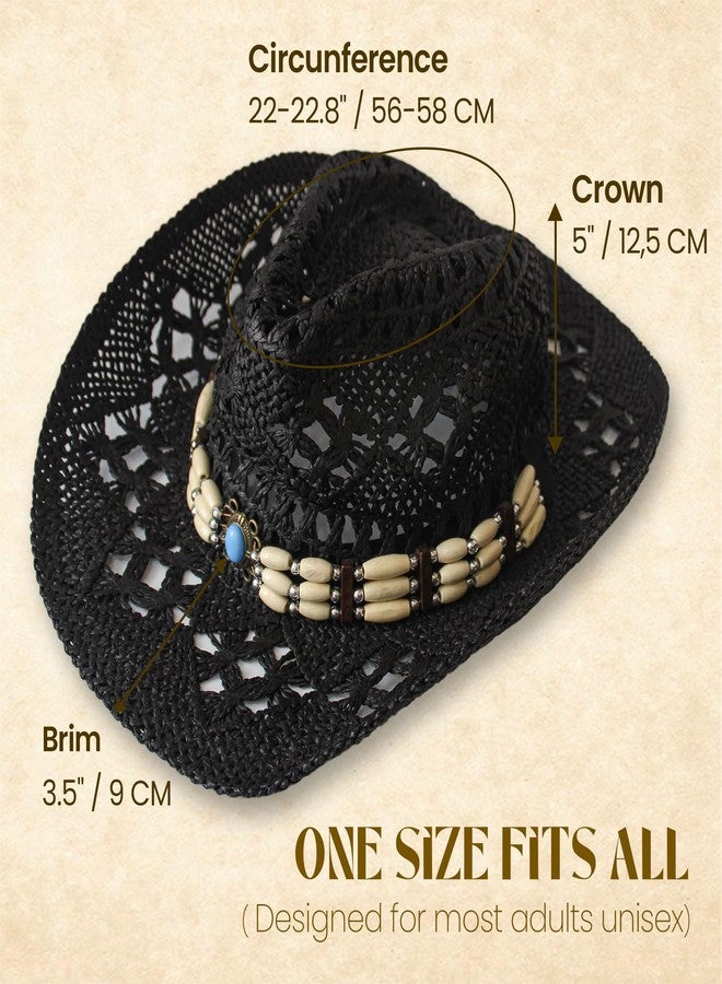 Carnavalife Natural Cowboy Cowboy Straw Hat, Unisex One Size Men's Women's Summer Coachella Beach (US, Alpha, One Size, Xh-1250) - Image 3
