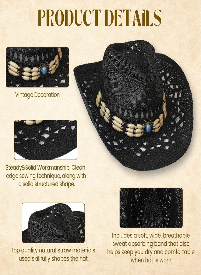 Carnavalife Natural Cowboy Cowboy Straw Hat, Unisex One Size Men's Women's Summer Coachella Beach (US, Alpha, One Size, Xh-1250) - Image 2