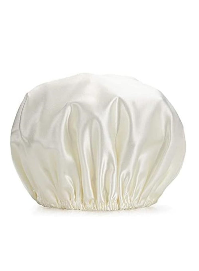 2 Pack Luxury Shower Cap Waterproof & Double Layer Reusable Bath Shower Cap for Women Spa, Hair Salon, Home Hotel Travel Use - Image 3