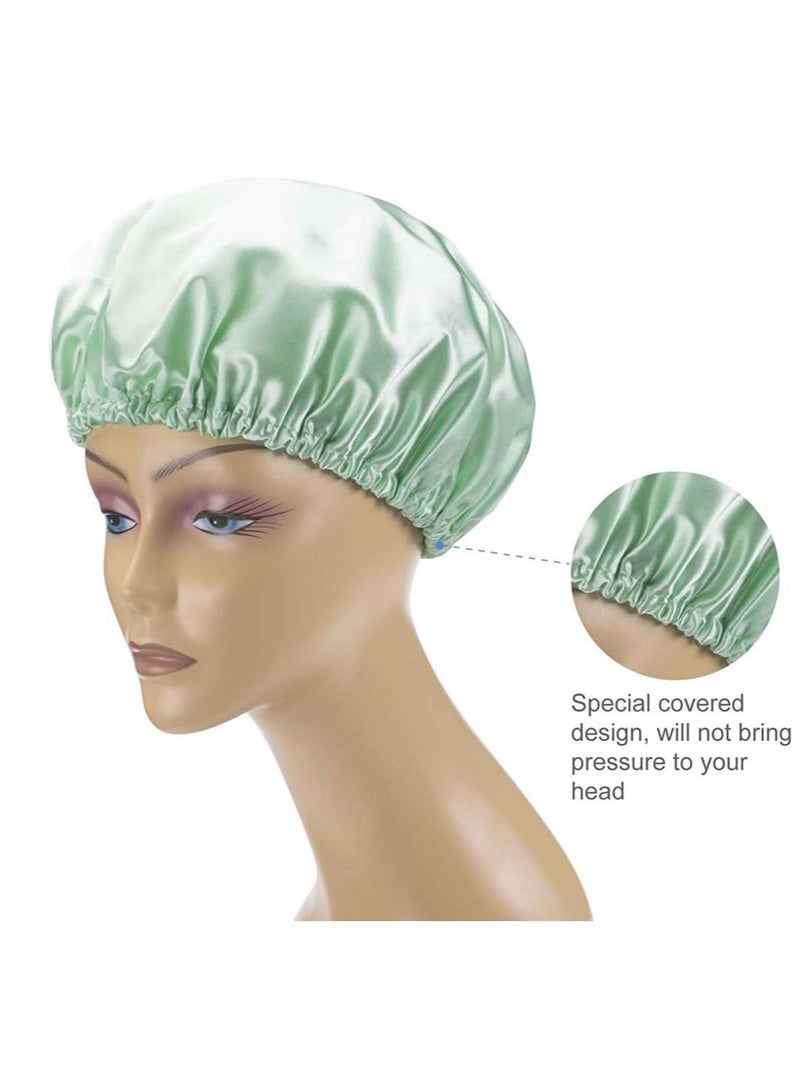 2 Pack Luxury Shower Cap Waterproof & Double Layer Reusable Bath Shower Cap for Women Spa, Hair Salon, Home Hotel Travel Use - Image 5