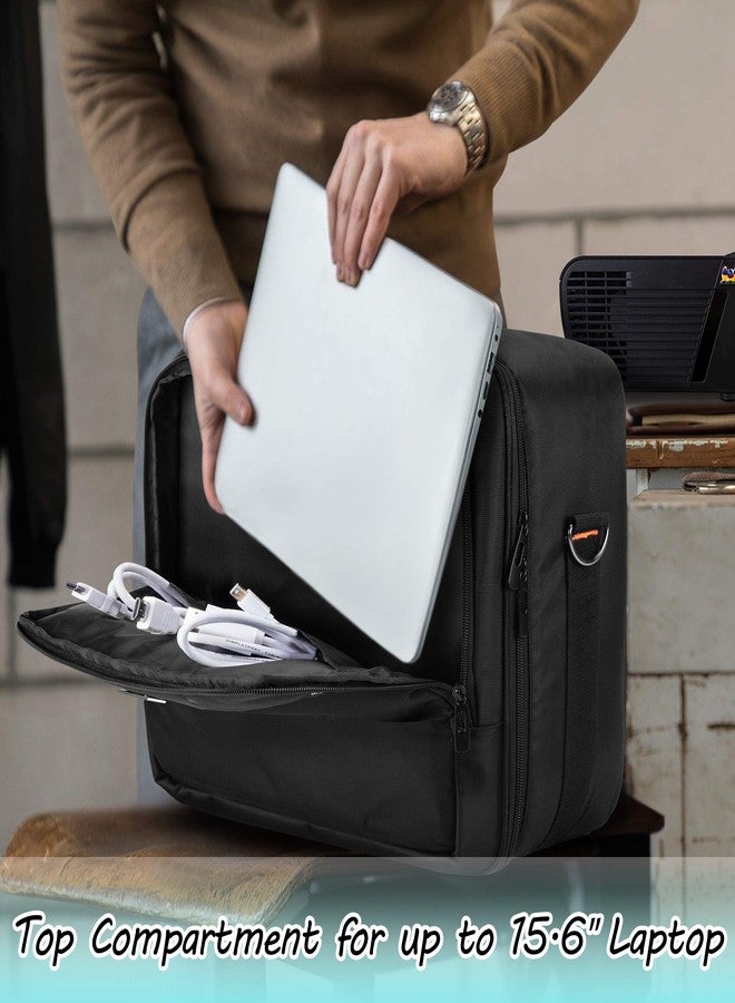 CURMIO Projector Carrying Case, Projector Bag with Laptop Compartment Compatible for Most Major Projector, Bag Only, Black (Patented Design) - Image 4