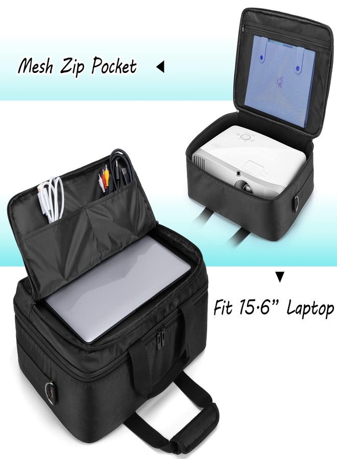 CURMIO Projector Carrying Case, Projector Bag with Laptop Compartment Compatible for Most Major Projector, Bag Only, Black (Patented Design) - Image 2