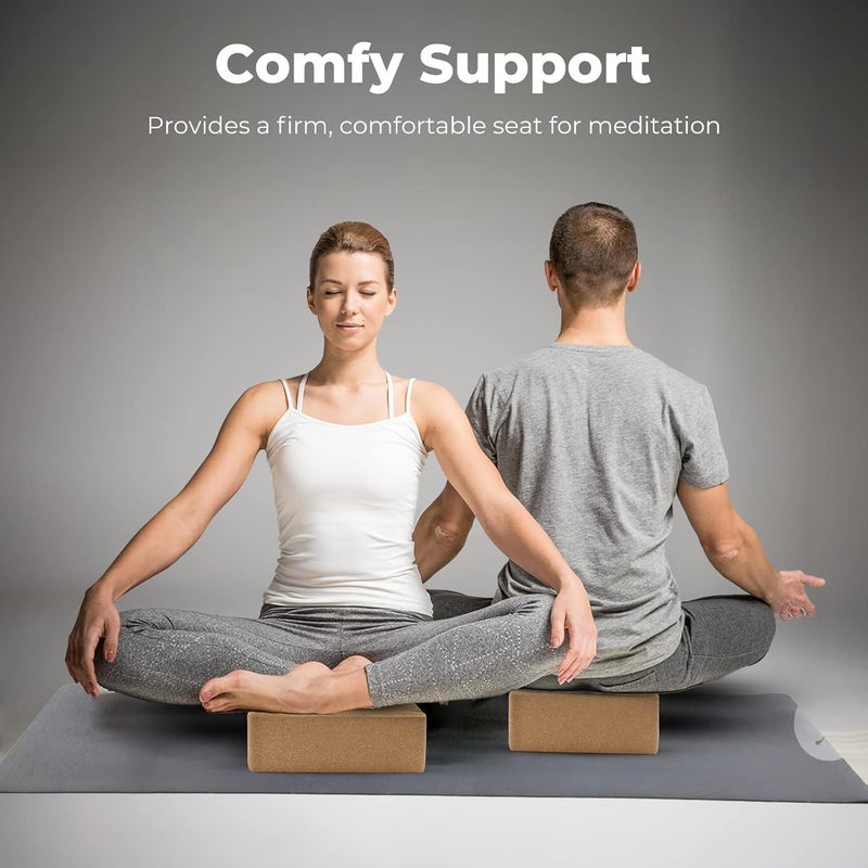 Volcano Cork Yoga Block Cork Yoga Blocks 2 Pack Set -Natural Cork from Portugal, 9"x6"x4" Yoga Blocks Non-Slip&Anti-Tilt for Women| Men, Lightweight, Odor-Resistant| Moisture-Proof, Perfect Yoga Equipment - Image 4