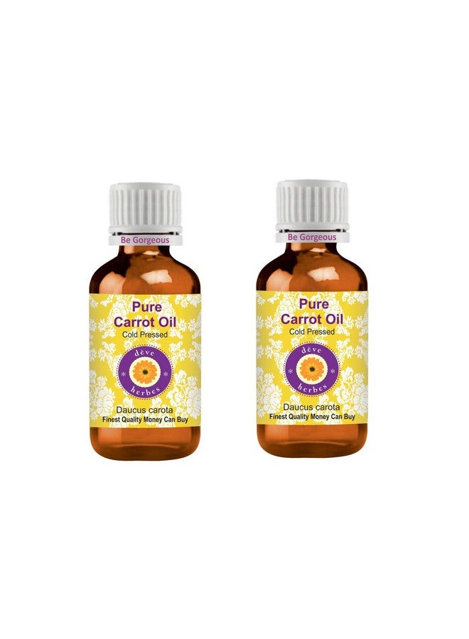 Deve Herbes Pure Carrot Oil (Daucus carota) | Cold Pressed | Natural | Undiluted | For Diluting Essential Oils | For Skin & Massage | Men & Women | 100ml X 2 - Image 1