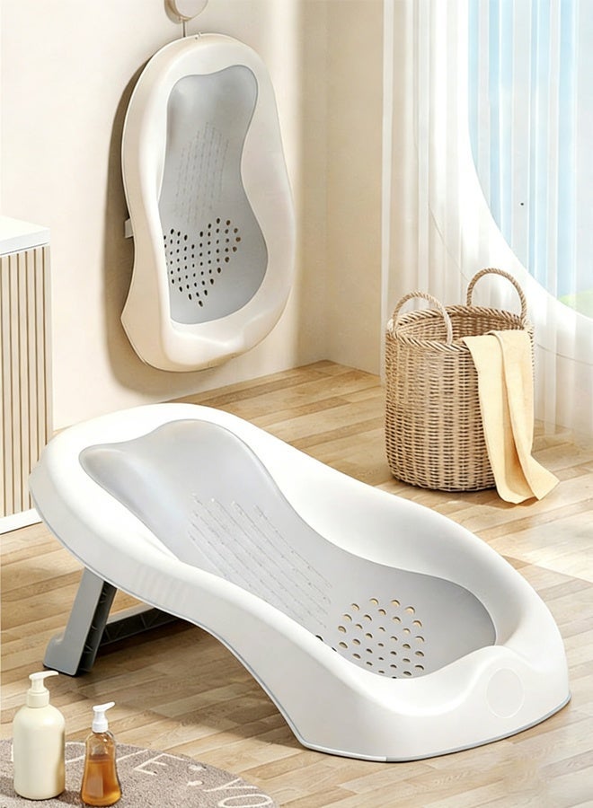 تاختيلا حامل حوض استحمام للأطفال، حوض استحمام قابل للطي للأطفال حديثي الولادة من عمر 0 ​​إلى 6 أشهر، حوض استحمام ناعم للأطفال (رمادي) - Image 4