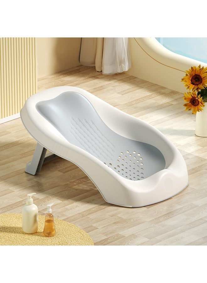 تاختيلا حامل حوض استحمام للأطفال، حوض استحمام قابل للطي للأطفال حديثي الولادة من عمر 0 ​​إلى 6 أشهر، حوض استحمام ناعم للأطفال (رمادي) - Image 1