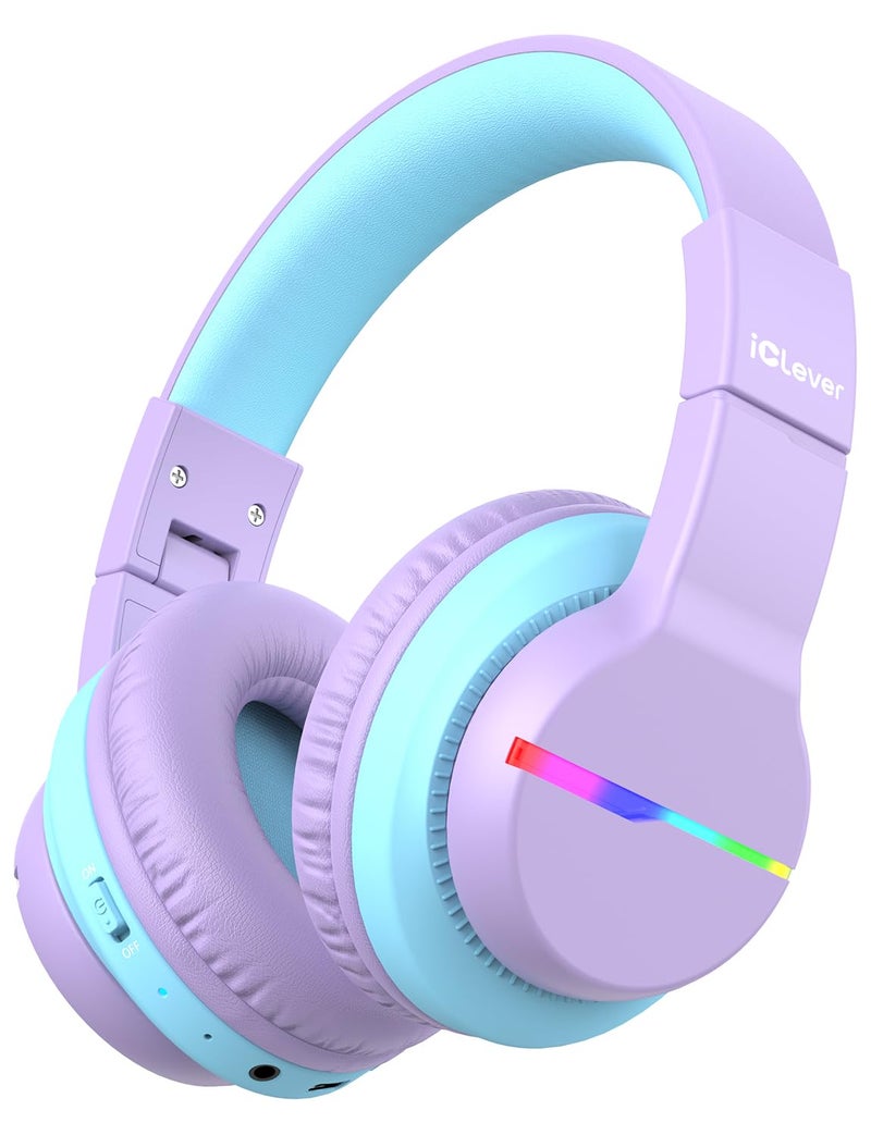 iClever Girls Headphones, Kids Wireless Headphones with 74/85/94dB Volume Limited Over Ear, 40H Playtime, Bluetooth 5.0, Kids Headphones with Mic for School/Tablet/PC/Airplane, Purple - Image 1
