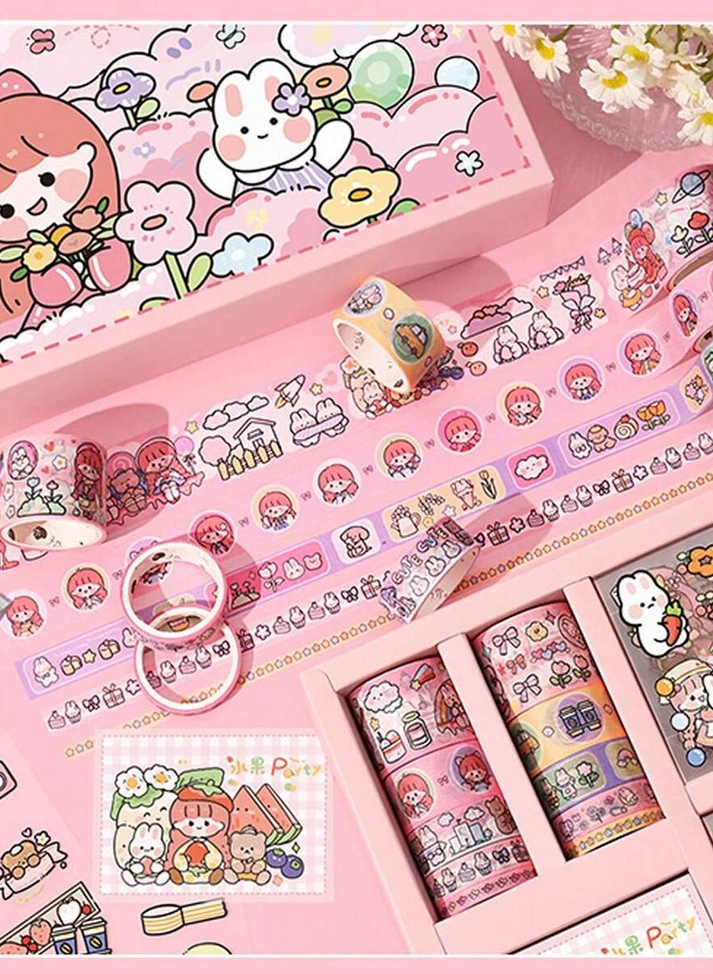 100 Sheets Cute Cartoon PET Waterproof Sticker Gift Box Set – Features Non-Repetitive Cartoon and Animal Designs, Ideal for Scrapbooking, DIY Crafts, and Decorative Projects; Perfect for Notebooks,  - Image 4
