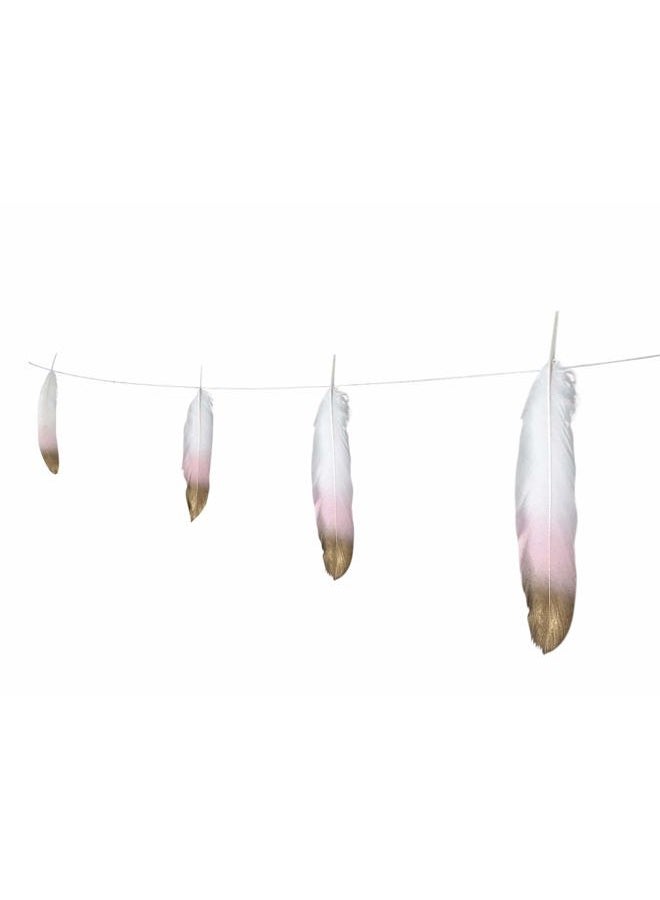 VictorieLei Feather Garland Decorations 10 Foot on a String Banner, Blush Pink and Gold Dipped Glitter Tipped White, Tribal Nursery, Girls Dorm Room, Boho Chic - Image 5