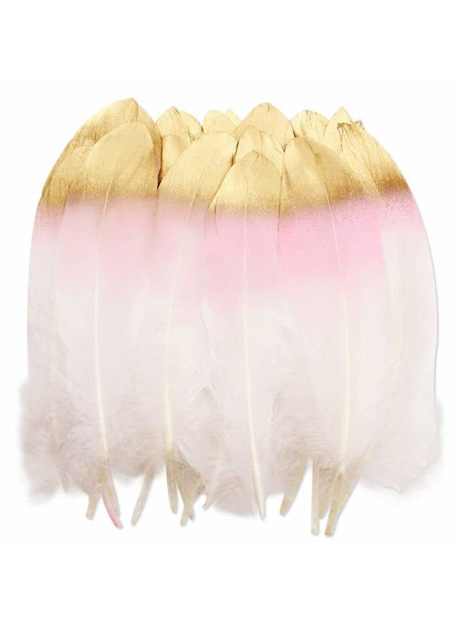 VictorieLei Feather Garland Decorations 10 Foot on a String Banner, Blush Pink and Gold Dipped Glitter Tipped White, Tribal Nursery, Girls Dorm Room, Boho Chic - Image 3