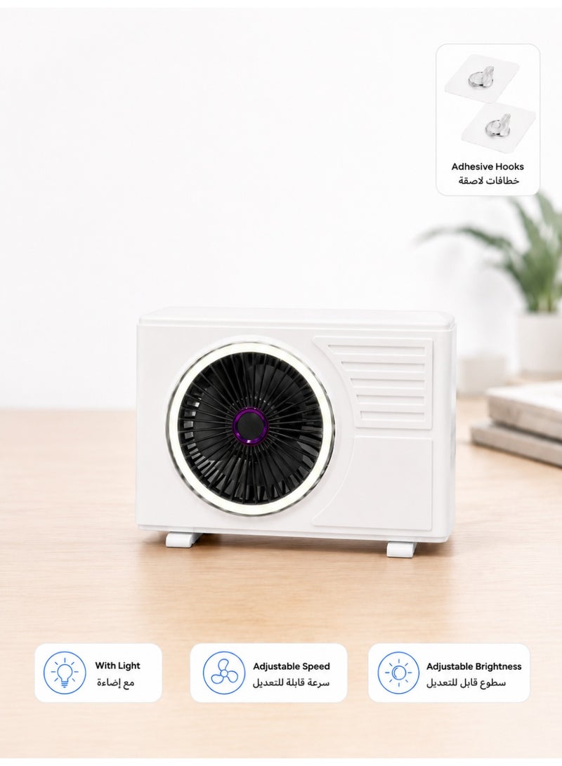 Rechargeable Desktop and Wall Mount Fan with 5 Speeds 3 Brightness Levels and Adjustable Tilt for Home Office Kitchen and Bedroom Use