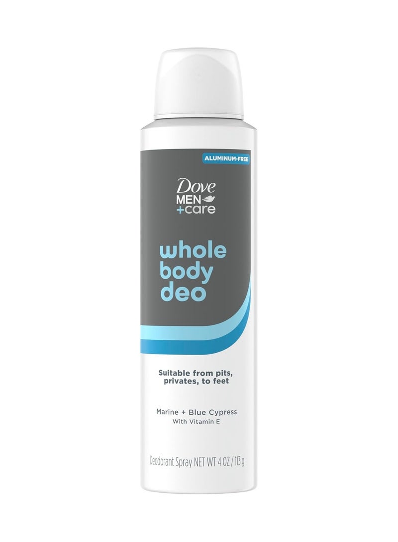 دوف مزيل عرق دوف للرجال للعناية بالجسم بالكامل برائحة البحر والسرو الأزرق لحماية من الروائح الكريهة لمدة 72 ساعة من الإبطين والمناطق الحساسة وحتى القدمين، 4 أونصة