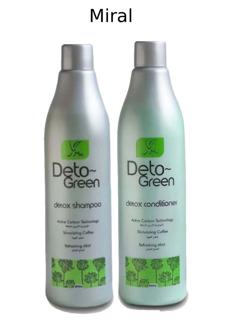 Detox Shampoo and Conditioner with Active Carbon, Stimulating Coffee & Refreshing Mint  2*1000 ml