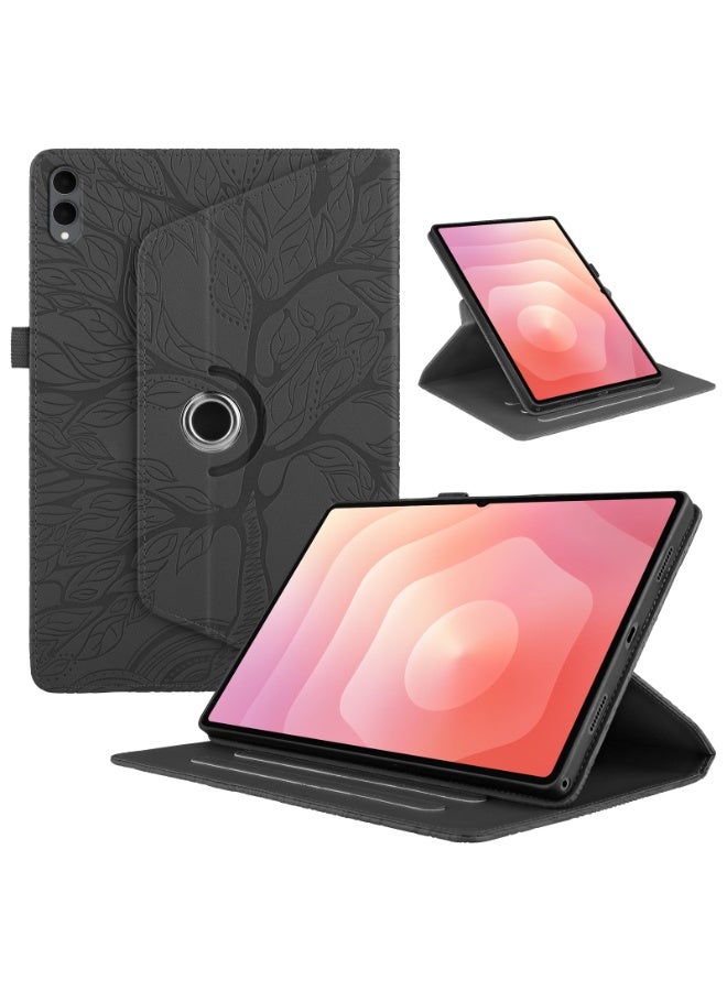 Case for Samsung Galaxy Tab S11 Ultra 2025 14.6 inch, PU Leather Cover with Pencil Holder 360 Degree Swiveling Stand KickStand Protective Cover Leaf Vein - Image 1