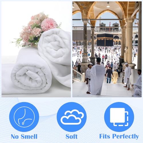 Suhine 4 Pcs Ahram Ihram Ehram for Hajj and Umrah Islamic Clothing for Men Umrah White Hajj Gifts, 41.3 x 82.7 Inches - Image 3