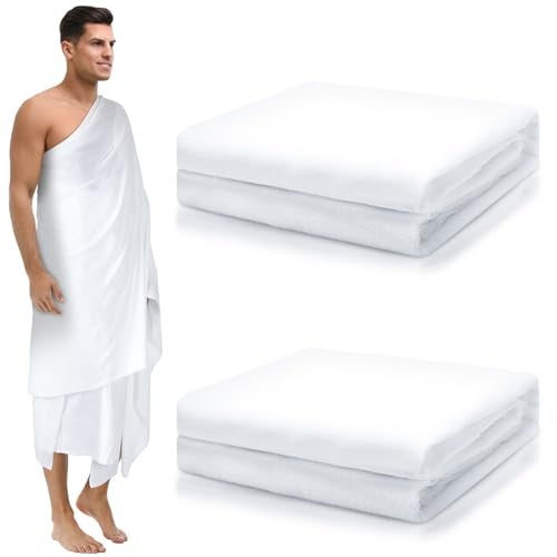 Suhine 4 Pcs Ahram Ihram Ehram for Hajj and Umrah Islamic Clothing for Men Umrah White Hajj Gifts, 41.3 x 82.7 Inches - Image 1