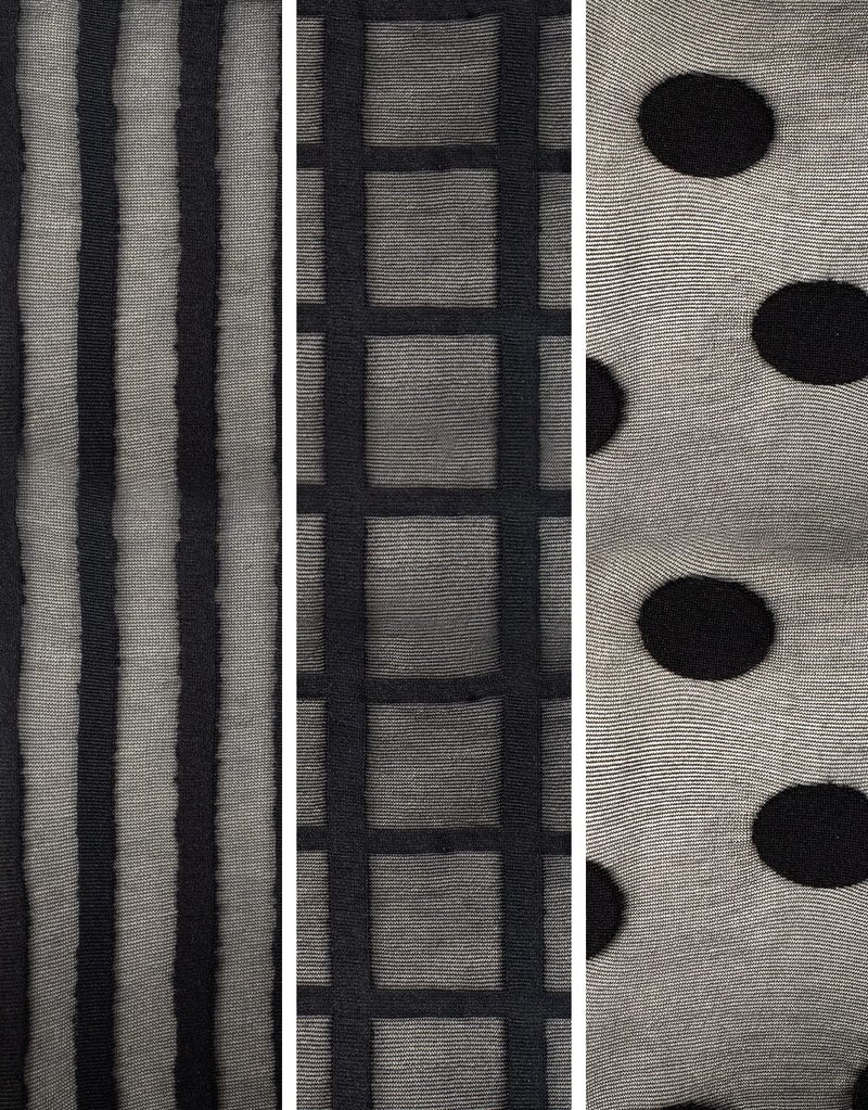 CALZITALY كالزيتالي 3 أزواج من جوارب النساء، جوارب كاحل شفافة يومية بتصاميم مختلفة: نقاط، خطوط وهندسية (مقاس واحد، أسود) - Image 4