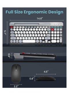 OULIYO Arabic & English Wireless Keyboard and Mouse Combo Multi-Device (Bluetooth+2.4G) Keyboard Mouse with Phone Tablet Holder Full-Sized Typewriter Cordless Keyboard and Mouse for Computer/Laptop (Black)  - Image 3