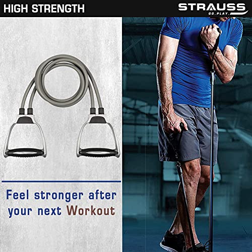 Strauss Double Toning Tube for Men and Women, Resistance Exercise Bands for Stretching & Workout, (Grey) - Image 3