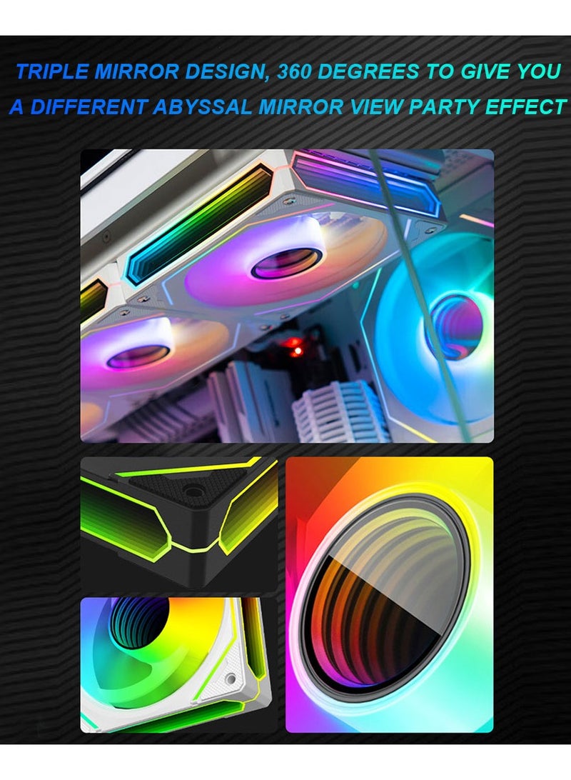 Cooler Fan for PC Case, featuring ARGB Lighting Effects compatible with 5V 3-Pin and 4-Pin PWM connectors for silent operation and infinite space illumination. - Image 3