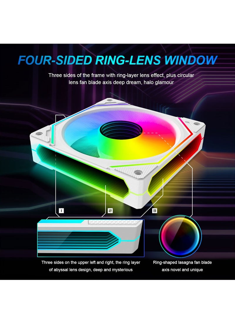 Cooler Fan for PC Case, featuring ARGB Lighting Effects compatible with 5V 3-Pin and 4-Pin PWM connectors for silent operation and infinite space illumination. - Image 2