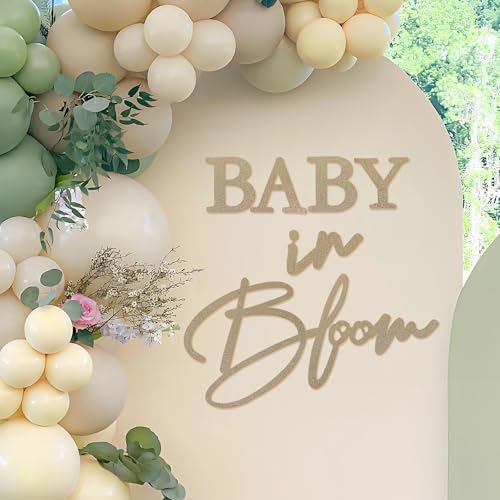 MASTRON Baby in Bloom Sign 16x24 Felt Letter Baby Shower Sign Baby in Bloom Party Decor Backdrop for Boy or Girl Baby Shower Gender Reveal 1st Birthday Gillter Gold - Image 1