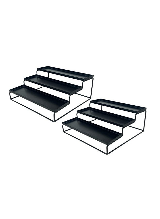 جو هوكد منظم توابل Go Hooked، منظم توابل معدني ثلاثي الطبقات، رف قائم، حامل تخزين للمطبخ، الخزانة، المخزن، الحمام، المكتب (أسود، عبوة من قطعتين) - Image 1