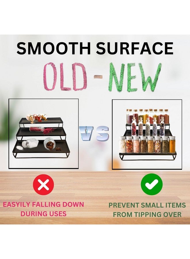 جو هوكد منظم توابل Go Hooked، منظم توابل معدني ثلاثي الطبقات، رف قائم، حامل تخزين للمطبخ، الخزانة، المخزن، الحمام، المكتب (أسود، عبوة من قطعتين) - Image 4