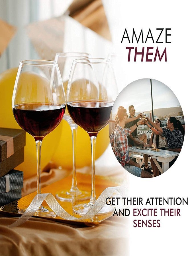 VILON Italian Premium Balloon Red White Or Brandy Premium Crytal Clear Wine Glasses | 650 ML Ideal for Champagne, Cocktail Party Whisky Glass | Transparent | Set of 8 - Image 3