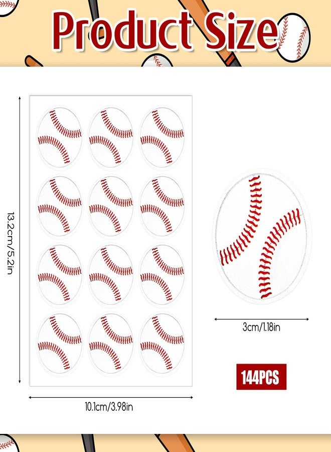 Aeaocvo 144 Pcs 1.18 Inch Baseball Stickers Vinyl, Self-Adhesive Baseball Helmet Stickers, Round Individual Decals Waterproof for Water Bottles Scrapbooks Sports Theme Party Supplies - Image 2