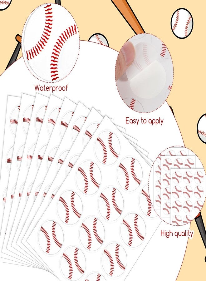 Aeaocvo 144 Pcs 1.18 Inch Baseball Stickers Vinyl, Self-Adhesive Baseball Helmet Stickers, Round Individual Decals Waterproof for Water Bottles Scrapbooks Sports Theme Party Supplies - Image 3