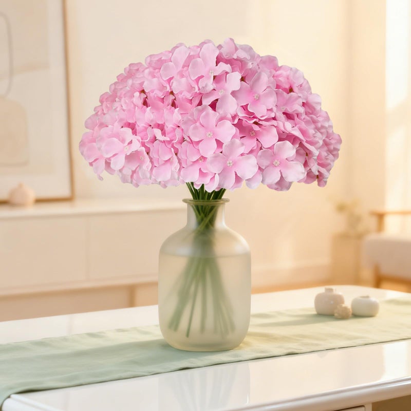 Cherica 20 Pcs Pink Hydrangea Artificial Flowers Bulk, Faux Hydrangea Flowers Heads, Artificial Fake Silk Hydrangea Flowers with Stems, Pink Flowers Artificial for Decoration Wedding DÃ©cor - Image 3