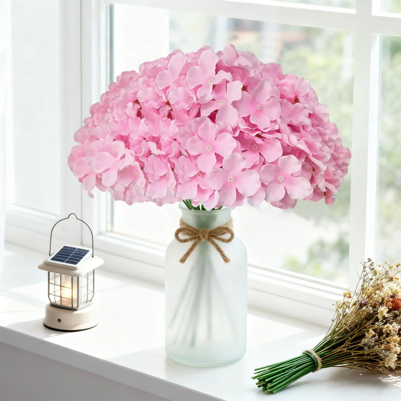 Cherica 20 Pcs Pink Hydrangea Artificial Flowers Bulk, Faux Hydrangea Flowers Heads, Artificial Fake Silk Hydrangea Flowers with Stems, Pink Flowers Artificial for Decoration Wedding DÃ©cor - Image 4