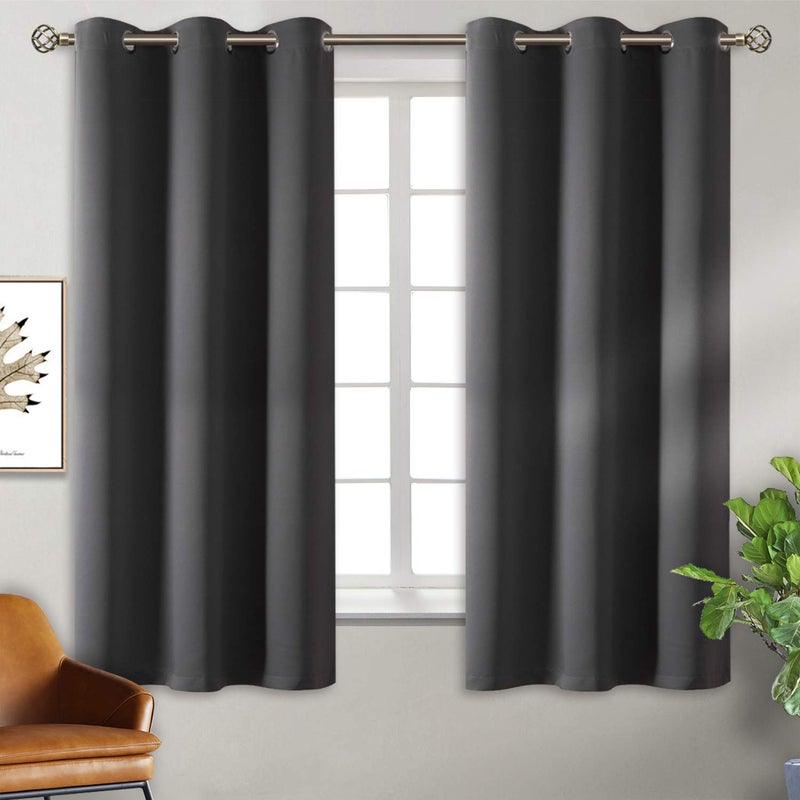 BGment Blackout Curtains for Bedroom - Grommet Thermal Insulated Room Darkening Curtains for Living Room  Set of 2 Panels (38 x 63 Inch  Dark Grey) - Image 1