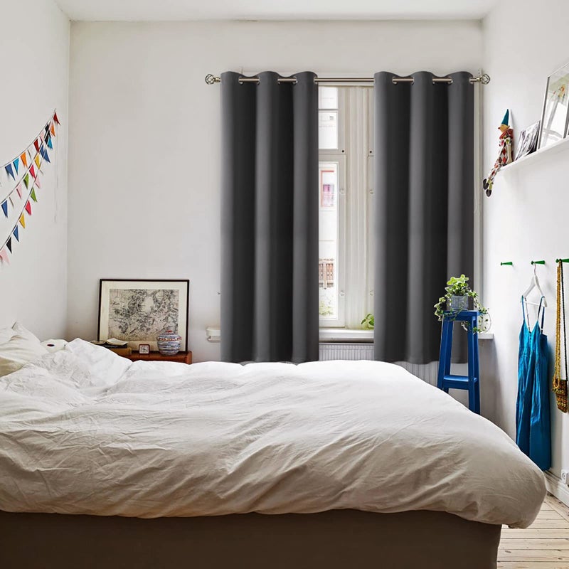 BGment Blackout Curtains for Bedroom - Grommet Thermal Insulated Room Darkening Curtains for Living Room  Set of 2 Panels (38 x 63 Inch  Dark Grey) - Image 2